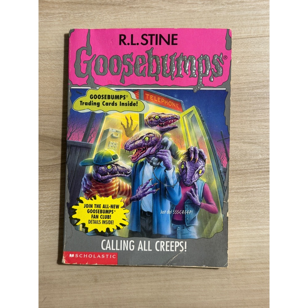 Goosebumps Calling All Creeps! Book Pink OS Kids RL Stine Horror Fiction Vintage